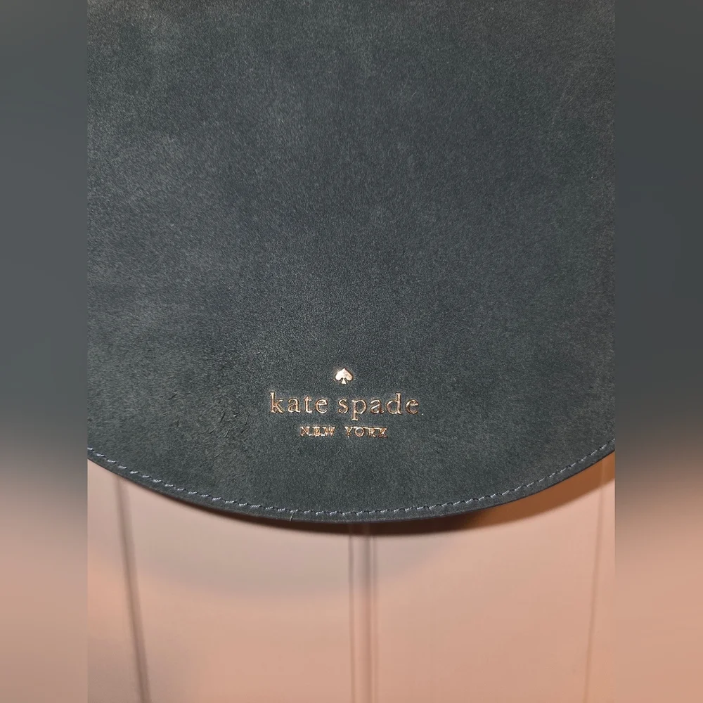 Kate Spade dark turquoise Crossbody Saddle Bag suede and pebbled leather bag - Picture 8 of 16